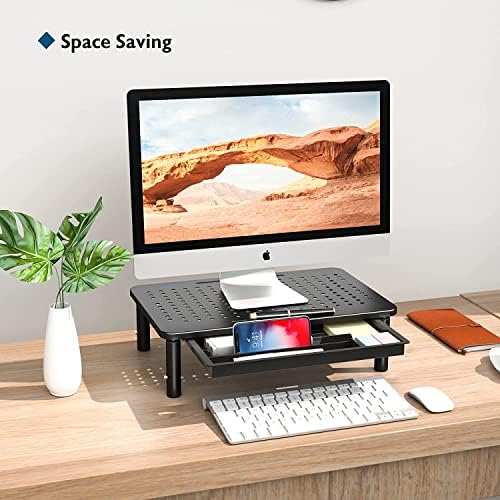 BONTEC 2 Pack Adjustable Monitor Stand Riser with Drawer, Supports