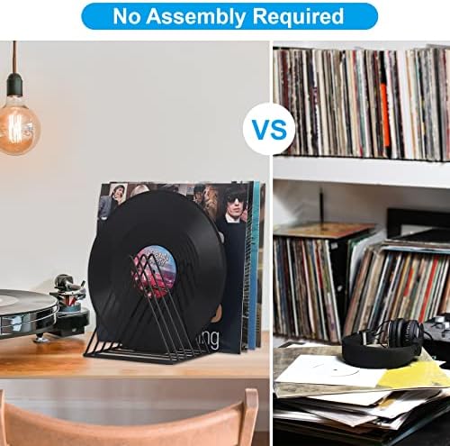 EASEPRES Vinyl Record Holder Storage, 9 Slot Metal Magazine Book Album