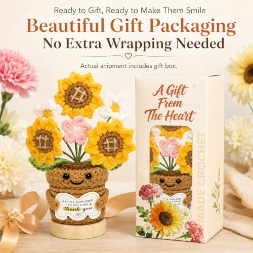 Thank You Gifts for Women Men – Teacher Appreciation Crochet Flower