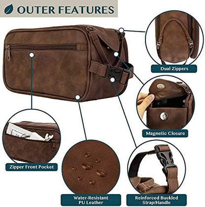 PAVILIA Toiletry Bag for Men, Travel Essentials Shaving Dopp Kit, Mens