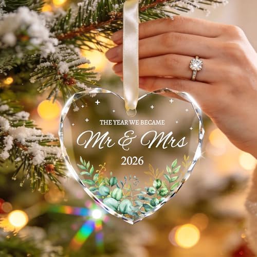 Wedding Gifts for Couples 2026, Mr and Mrs Crystal Glass Heart