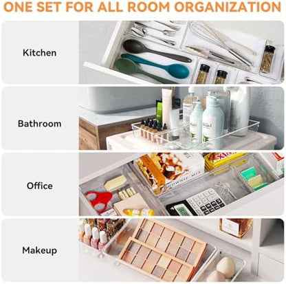 6 Pack Large Clear Plastic Drawer Organizer Trays, Acrylic Kitchen
