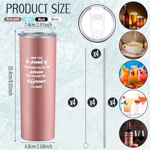 Rtteri 4 Pcs Employee Appreciation Tumbler 20 Oz, Thank You Gifts