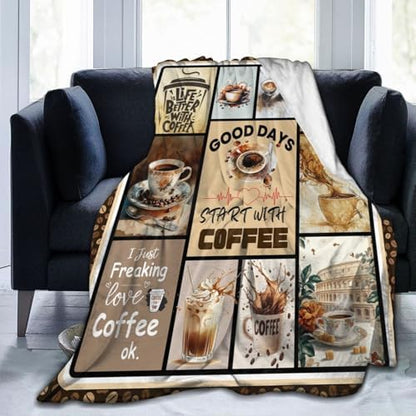 jerkboo Coffee Blanket Drink Cup Throw Blankets Gifts for Girls