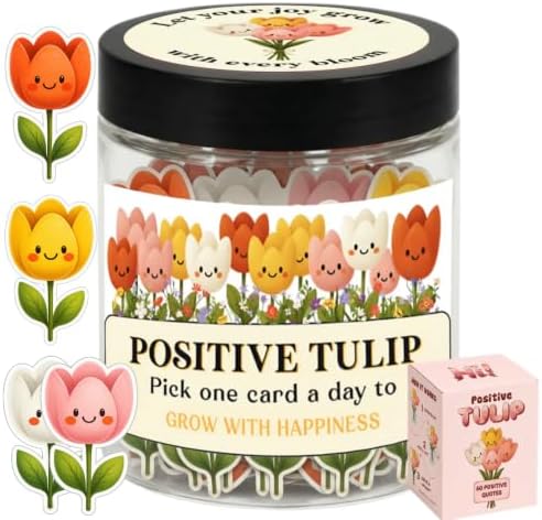 Positive Tulip Jar with 60 Affirmation Cards, Inspirational Gifts and