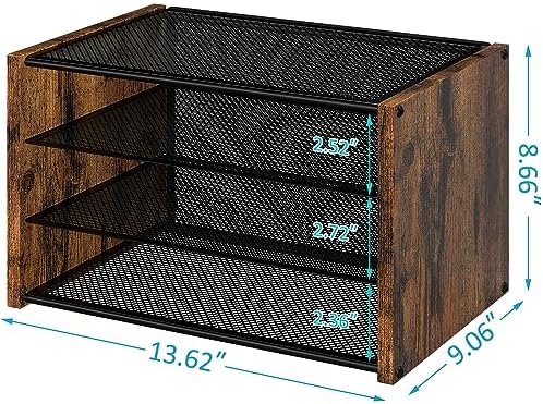 DAOUTIME 3-Tier Paper Letter Tray, Wooden Desk File Organizer
