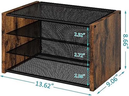 DAOUTIME 3-Tier Paper Letter Tray, Wooden Desk File Organizer