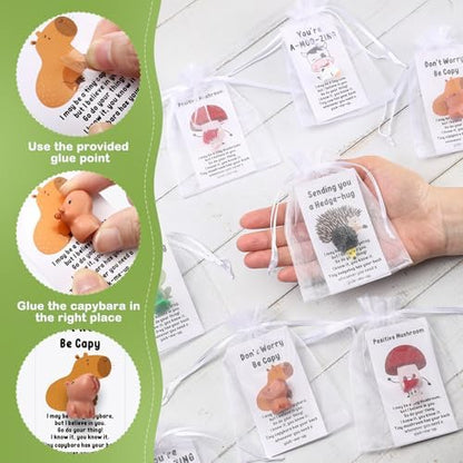 Fumete 25 Set Employee Appreciation Gift Bulk, Resin Animal, Pun Card