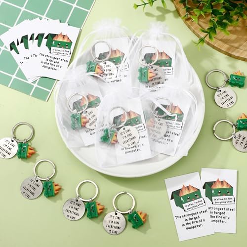 12 Sets Positive Dumpster Keychain Gifts for Teacher Nurse Coworker