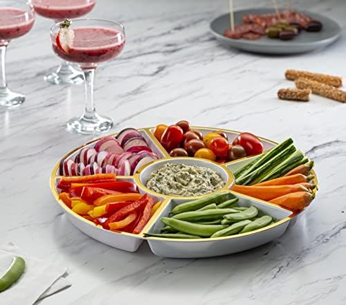 Plasticpro 6 Sectional Round Plastic Serving Tray/Platter
