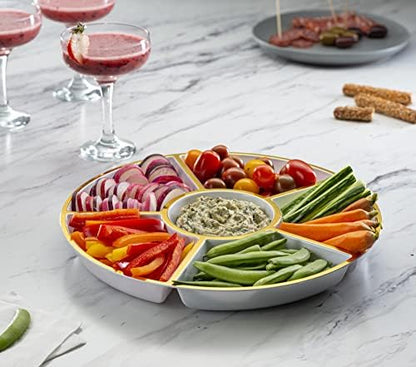 Plasticpro 6 Sectional Round Plastic Serving Tray/Platter