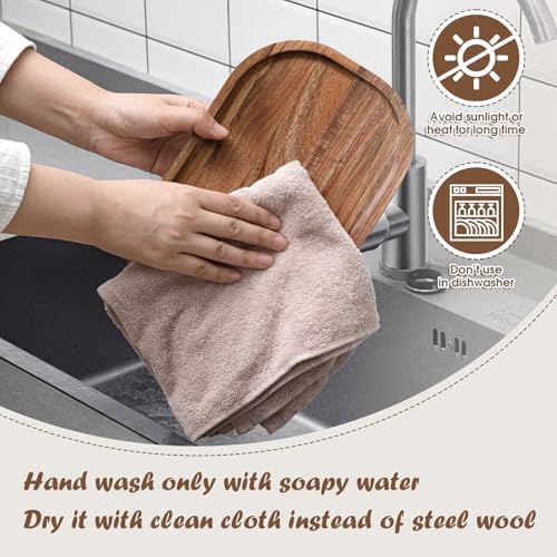 Rtteri 6 Pcs Acacia Wood Serving Platters for Charcuterie Cheese