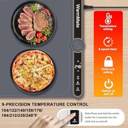 Warming Mat for Food, Upgrade Rapid Heating System, Roll-Up Design