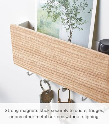 YAMAZAKI Home Rin Magnetic Wall Organizer - Key Hooks & Tray for
