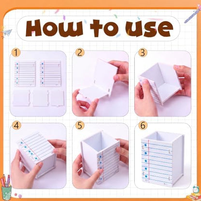 Crtiin 6 Pcs Notebook Shaped Pencil Holder for Back to School Decor