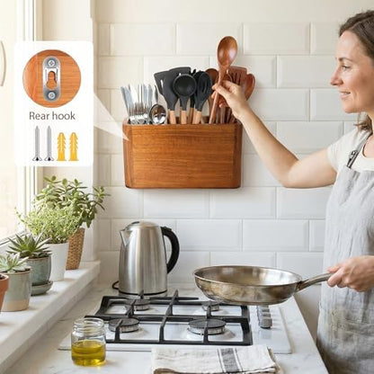 Kitchen Utensil Holder for Counter and Countertop, Acacia Utensil