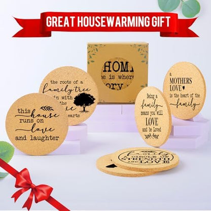 Coasters for Drinks with Holder Set of 6, Family Coasters Home&Love