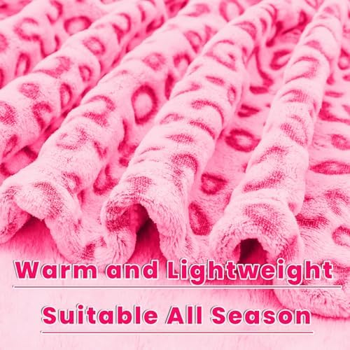 Pink Throw Blanket for Girls, Warm Soft Fuzzy Cute Small Fleece