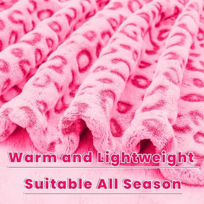 Pink Throw Blanket for Girls, Warm Soft Fuzzy Cute Small Fleece