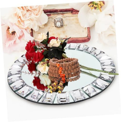 KOMBIUDA Glass Jewelry Tray round Decorative Ring Dish for Desktop