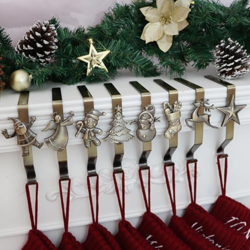 Christmas Stocking Holder for Mantle Set of 8, Reusable Christmas