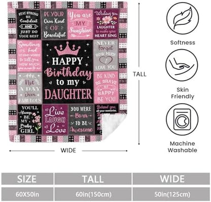 Mosslink Birthday Gifts for Daughter Adult, Daughter Bday Blanket