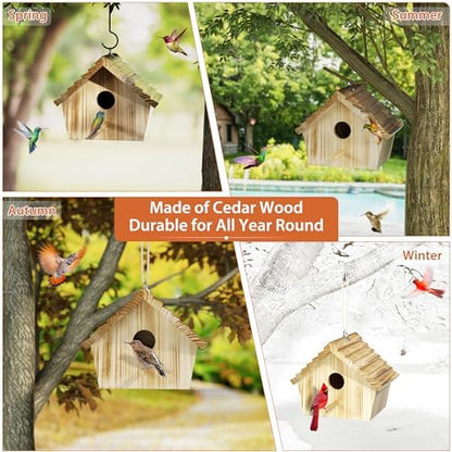 Auslar Bird Houses for Outside, Hanging Wooden Bluebird House for