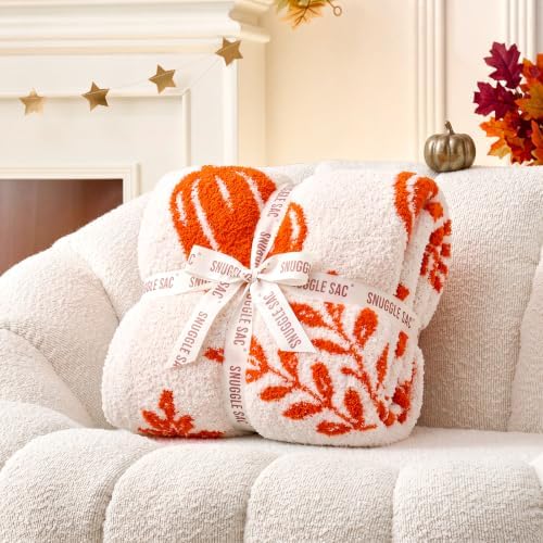 Snuggle Sac Halloween Throw Blanket, Fall Harvest Reversible Orange