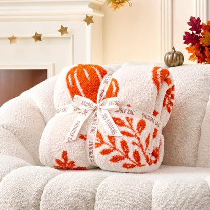 Snuggle Sac Halloween Throw Blanket, Fall Harvest Reversible Orange