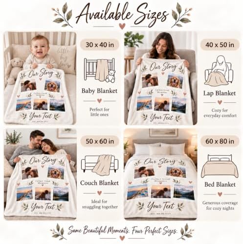 Custom Photo Blanket for Couples Family Pet, Anniversary Birthday Gift