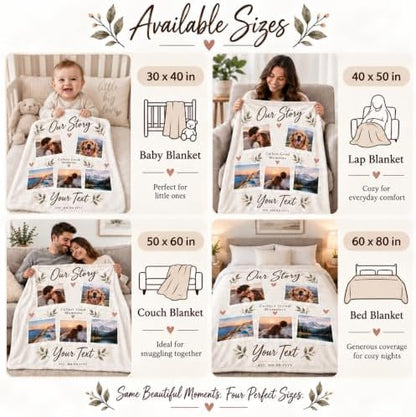 Custom Photo Blanket for Couples Family Pet, Anniversary Birthday Gift