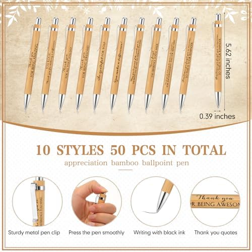 ReliThick 50 Sets Employee Appreciation Gifts Thank You Ballpoint Pen