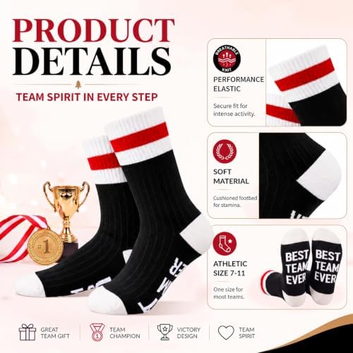 Glitopper 24 Pairs Best Team Ever Gifts Socks Bulk
