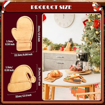 AWIZOM 2 Pcs Christmas Serving Platters Santa Hat and Mitten Shaped