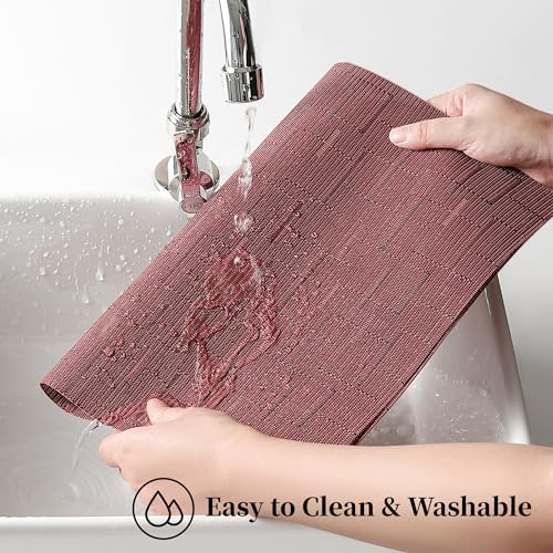 Burgundy Placemats Set of 6 - Heat Resistant Non-Slip Place mats for