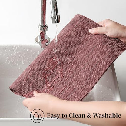 Burgundy Placemats Set of 6 - Heat Resistant Non-Slip Place mats for