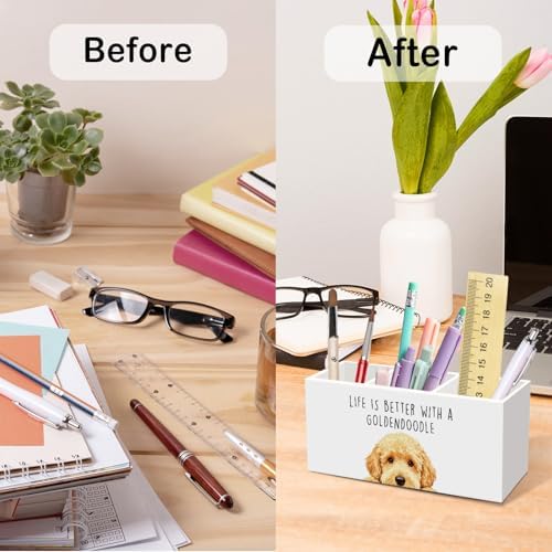 Goldendoodle Dog Gifts Pen Pencil Holder for Desk, Funny Golden Doodle