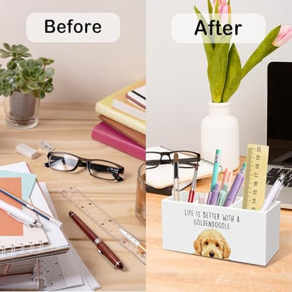 Goldendoodle Dog Gifts Pen Pencil Holder for Desk, Funny Golden Doodle