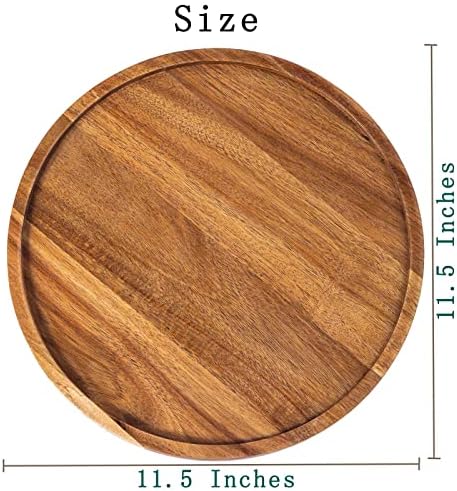 11.5 Inches Candle Holder Tray Home Decor, Round Wood Tray for Coffee