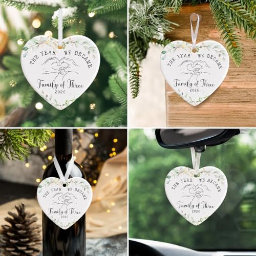 Baby's First Christmas Ornament - Family of 3, New Parents, Baby