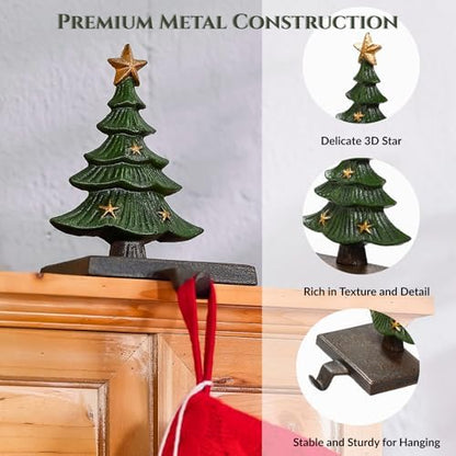 Christmas Stocking Hangers for Mantle Set 2, Metal Heavy Duty