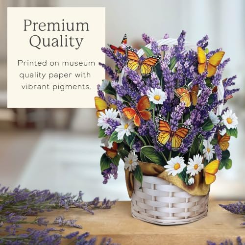 Freshcut Paper Pop Up Cards, Lavender & Butterflies, 12 Inch Life