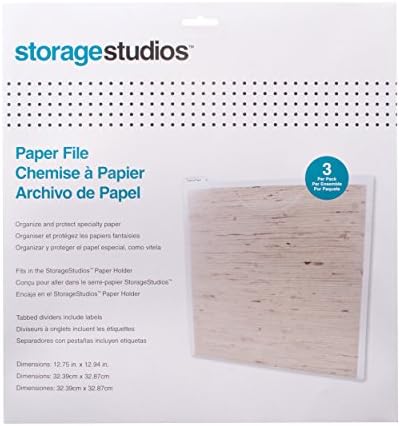 Storage Studios Paper File 3-Pack, 12.75 x 12.95 x 0.13 Inches, Clear