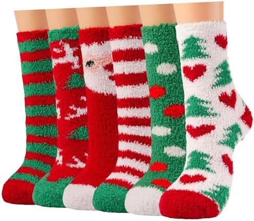 Toes Home Fuzzy Socks for Women, 6 Pairs Cozy Winter Fluffy Slipper