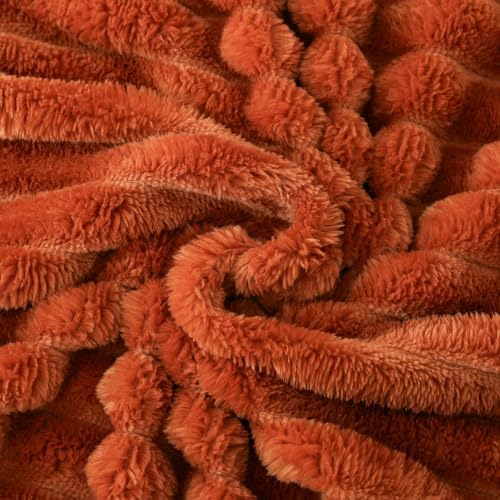Rust Fleece Throw Blanket for Couch Sofa Bed 50”*60” Ultra Soft