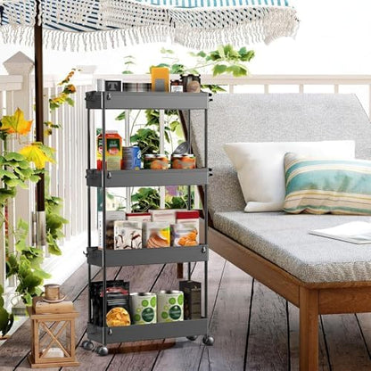 SPACEKEEPER Slim Rolling Storage Cart, 4 Tier Bathroom Cart