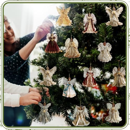 Syhood 12 Pcs Angel Christmas Ornaments Xmas Tree Decor, Vintage