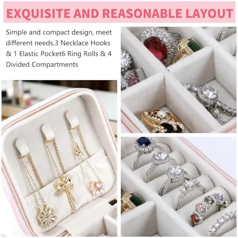 Travel Jewelry Case,Small Jewelry Box with Mirror,Gift for Girls Women