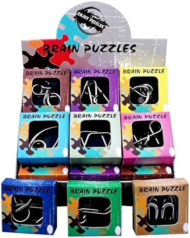 AHYUAN 24 Pack Metal Puzzles Brain Teaser IQ Wire Metal Puzzles for