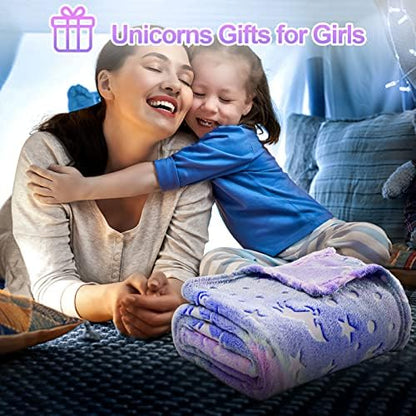 TEHALK Unicorn Glow in The Dark Blanket, Unicorn Blanket for
